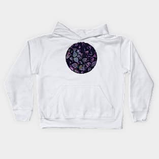 Blacklight Party Leaves Scribble Circle Frame Kids Hoodie